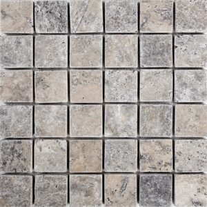 SILVER TRAVERTINE 2X2 MOSAIC