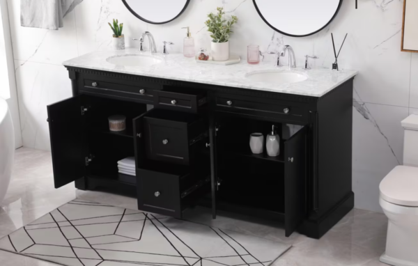 Clarence Bathroom Vanity 72" Black - Image 2